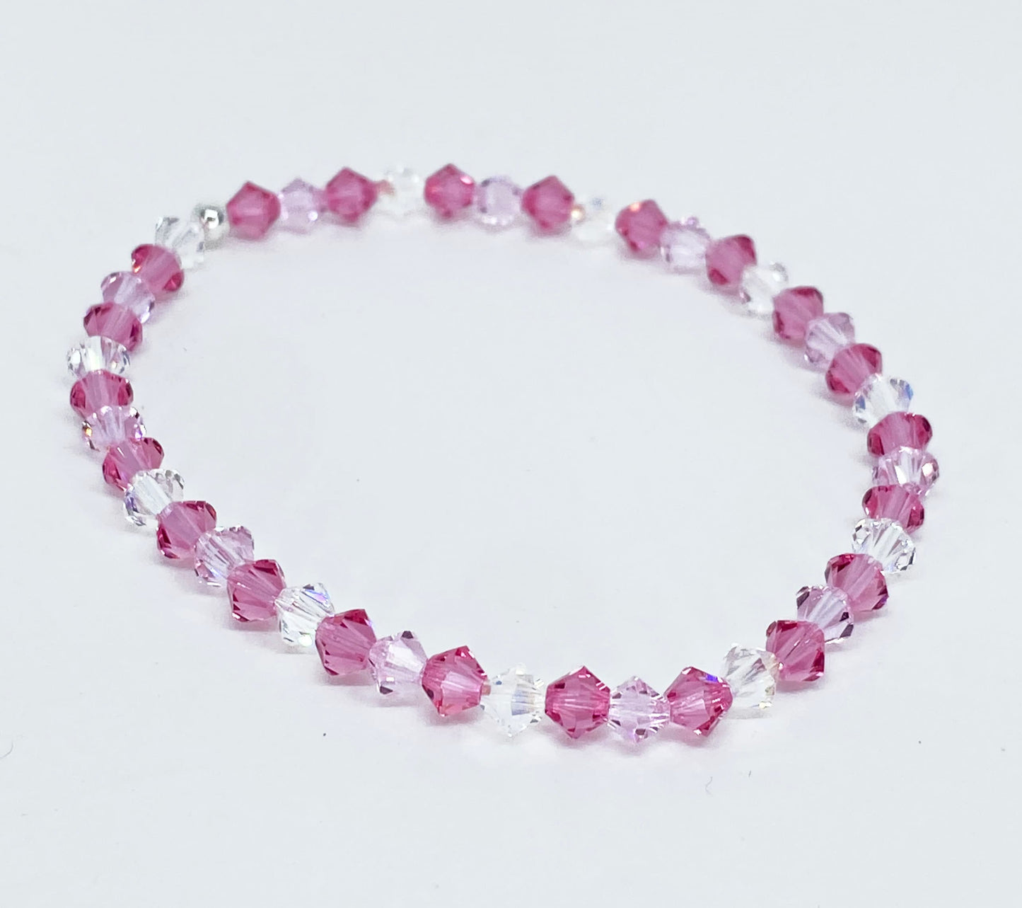 Swarovski Crystal Stretch Accent Bracelet in Pink Paradise - with Rose, Rosaline, and Clear Swarovski Crystals