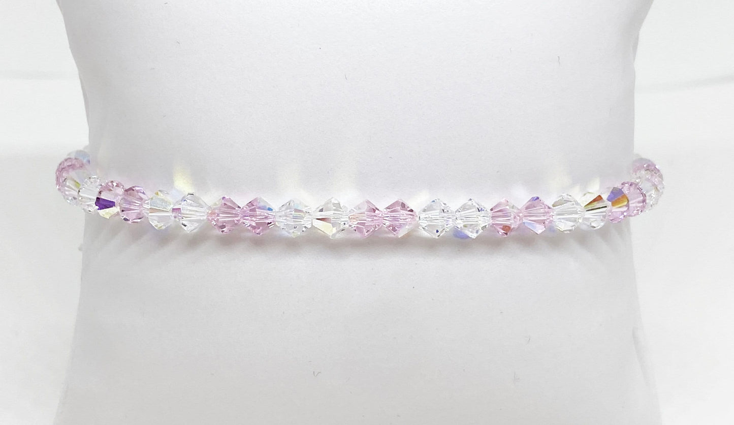 Swarovski Crystal Bracelet in Romance - with Rosaline Aurora Borealis and Crystal AB Swarovski Crystals