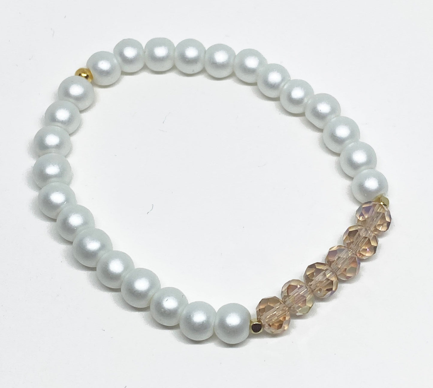 Faceted Crystal Pink and Pearlized Finish Beaded Accent Bracelet