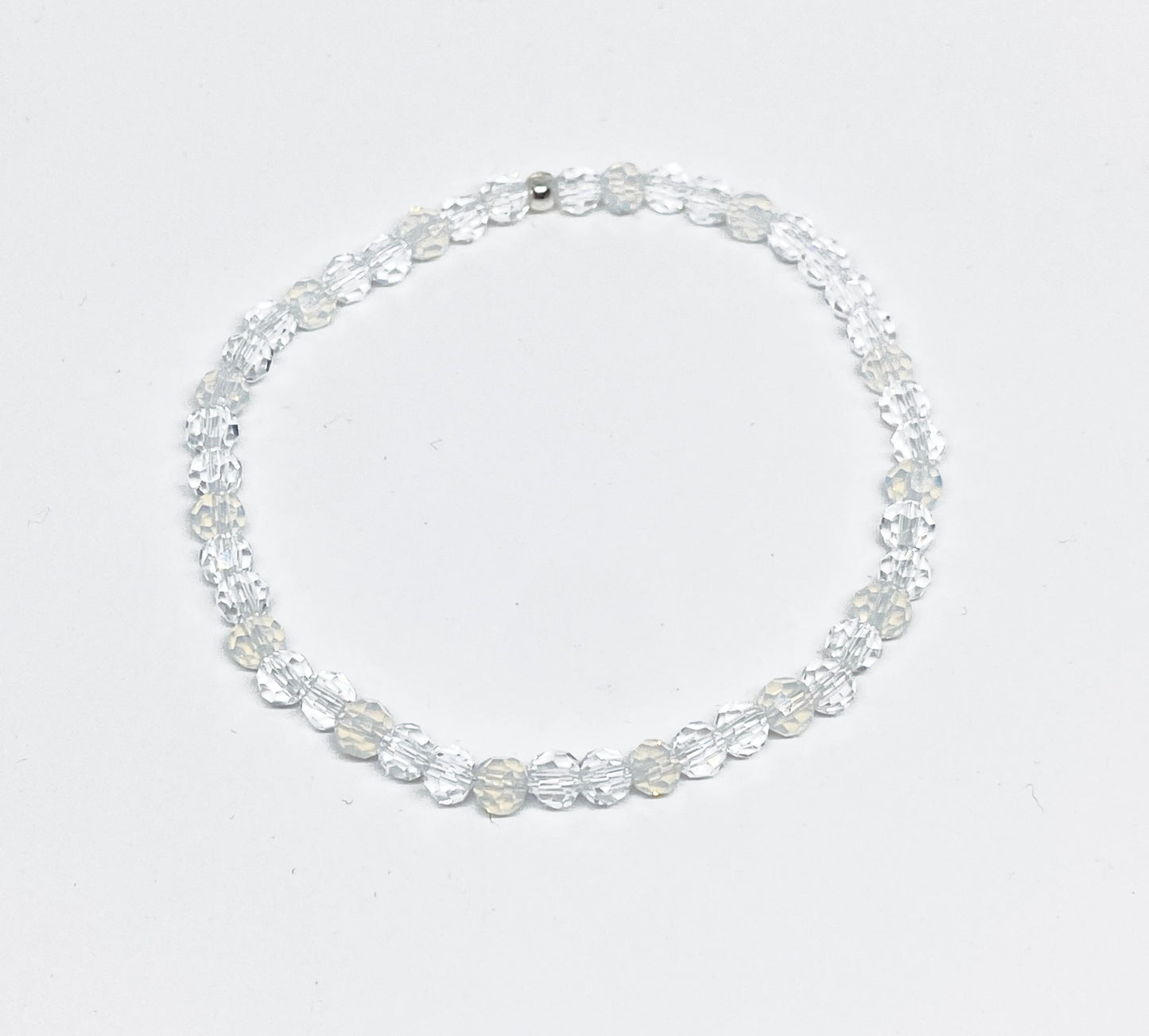 Round Glass Faceted Crystal Bracelet in Crystal Opal