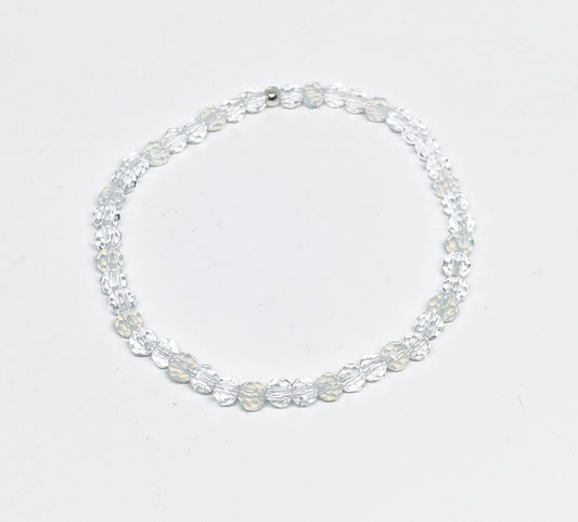 Round Glass Faceted Crystal Bracelet in Crystal Opal