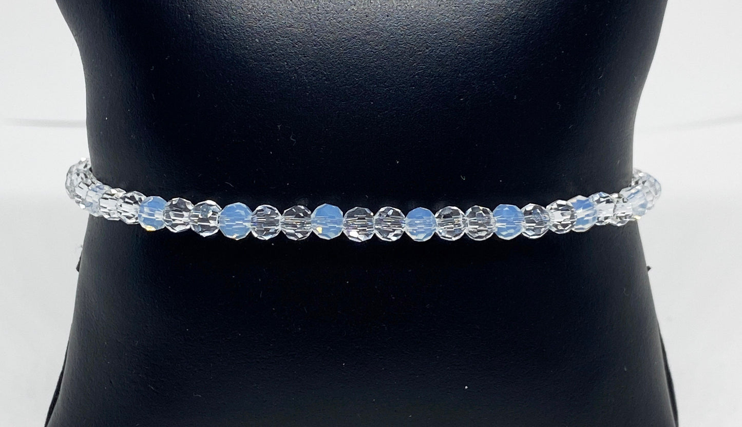 Round Glass Faceted Crystal Bracelet in Crystal Opal