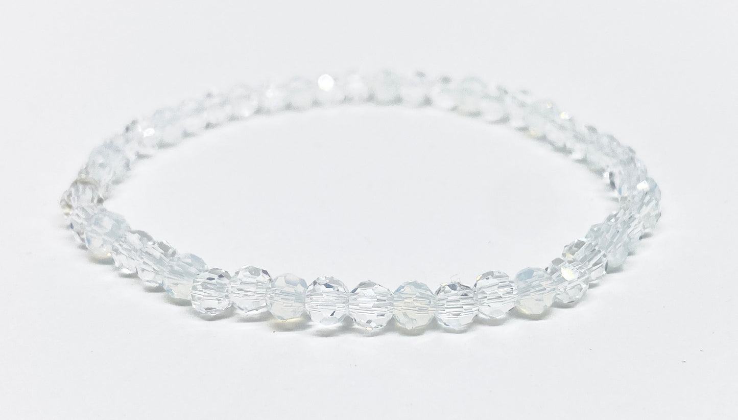 Round Glass Faceted Crystal Bracelet in Crystal Opal