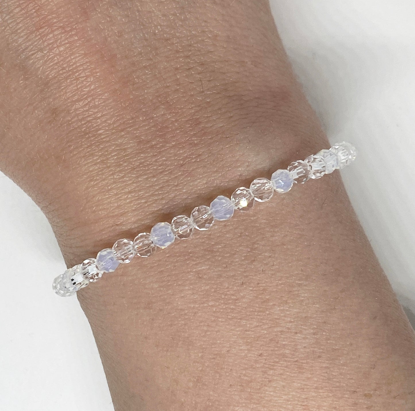 Round Glass Faceted Crystal Bracelet in Crystal Opal