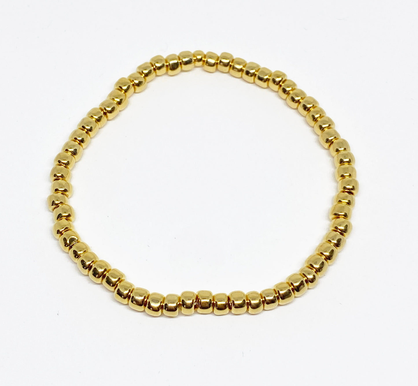 Dainty 24k Gold Colored Glass Seed Bead Bracelet