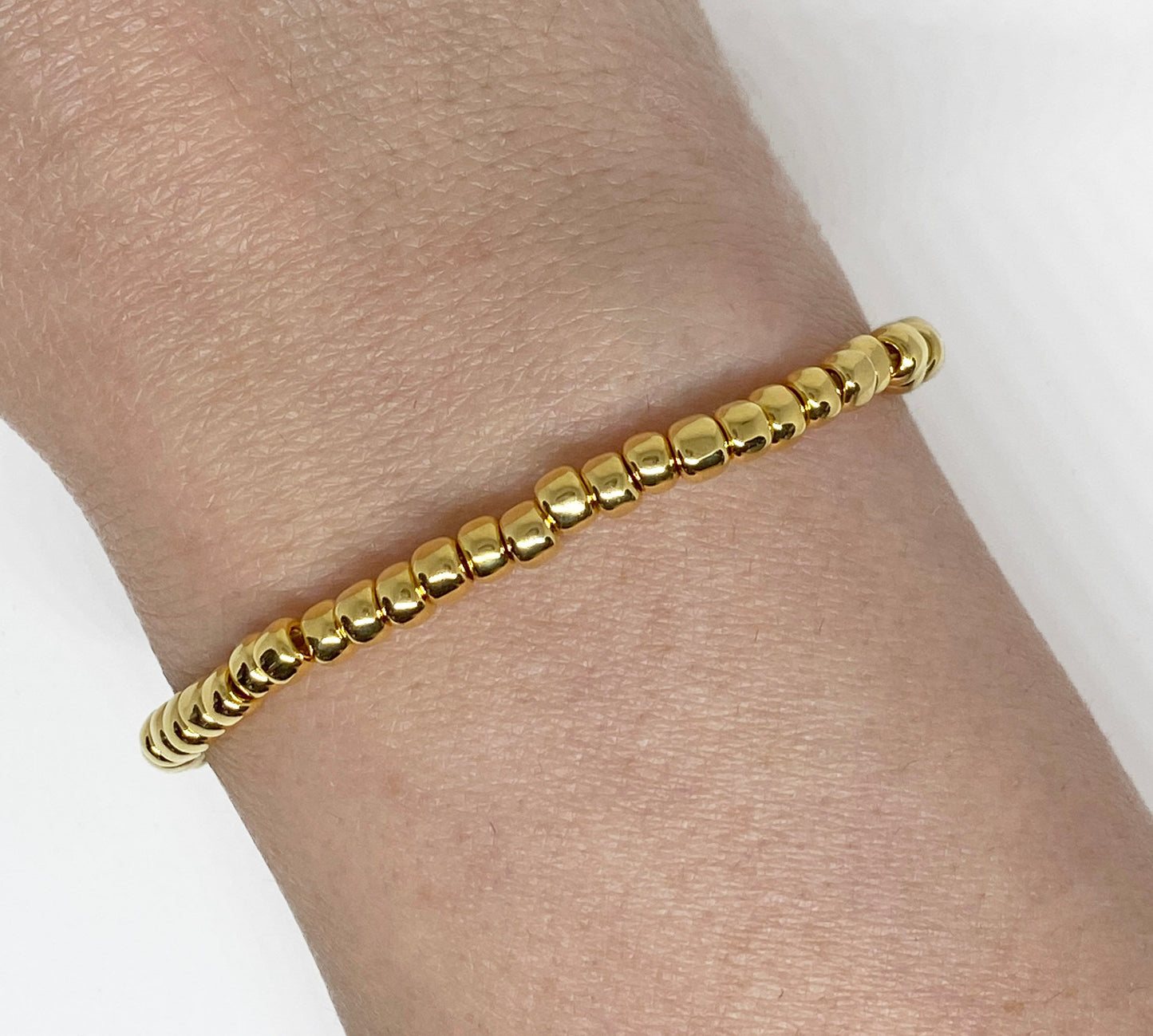 Dainty 24k Gold Colored Glass Seed Bead Bracelet