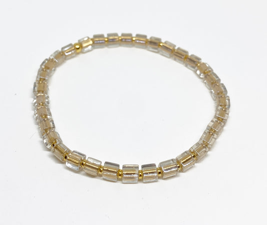 Mini Square Glass Bead Bracelet in Gold, Silver, or Rose Gold