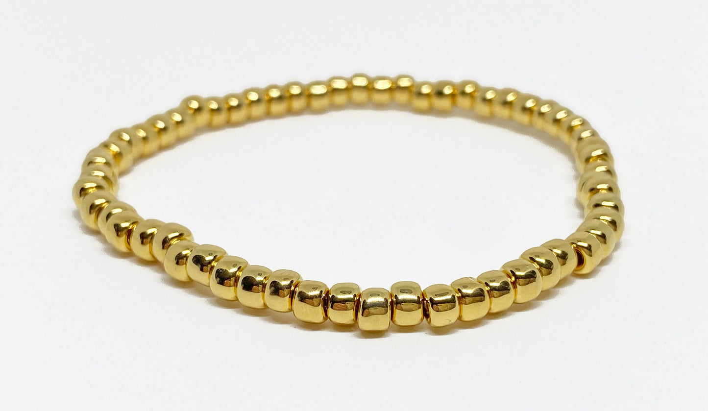 Dainty 24k Gold Colored Glass Seed Bead Bracelet