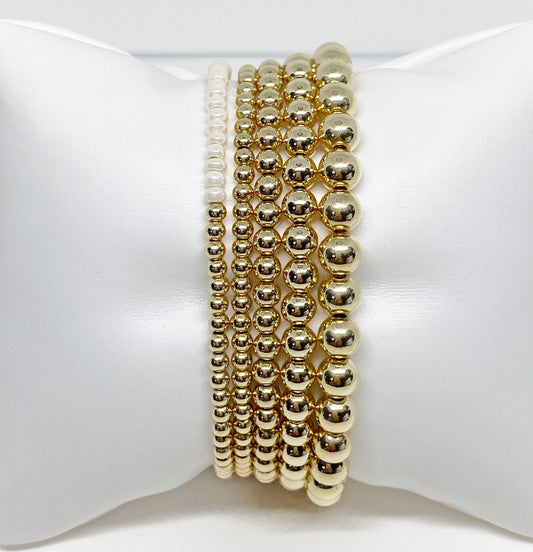 14 Gold Filled Beaded Bracelets, Stackable and Durable