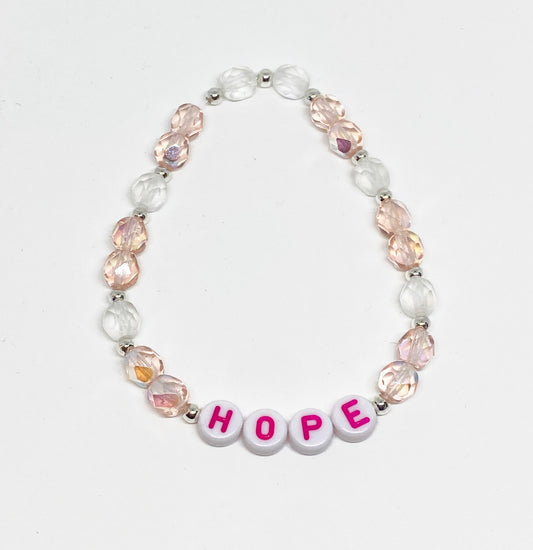 HOPE Limited Edition Crystal Beaded Bracelet in Light Rose and Opal AB for Breast Cancer Awareness