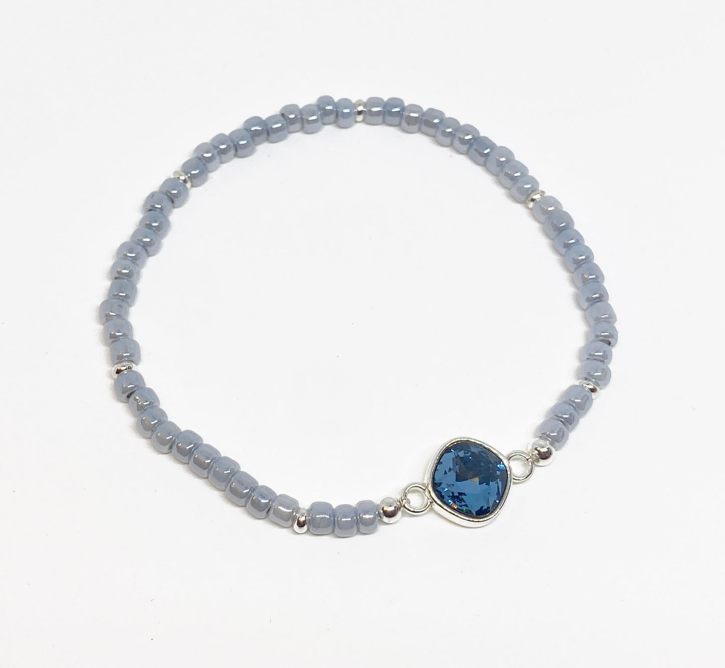 Swarovski Crystal 8mm Cushion Crystal in Denim Blue and Gray
