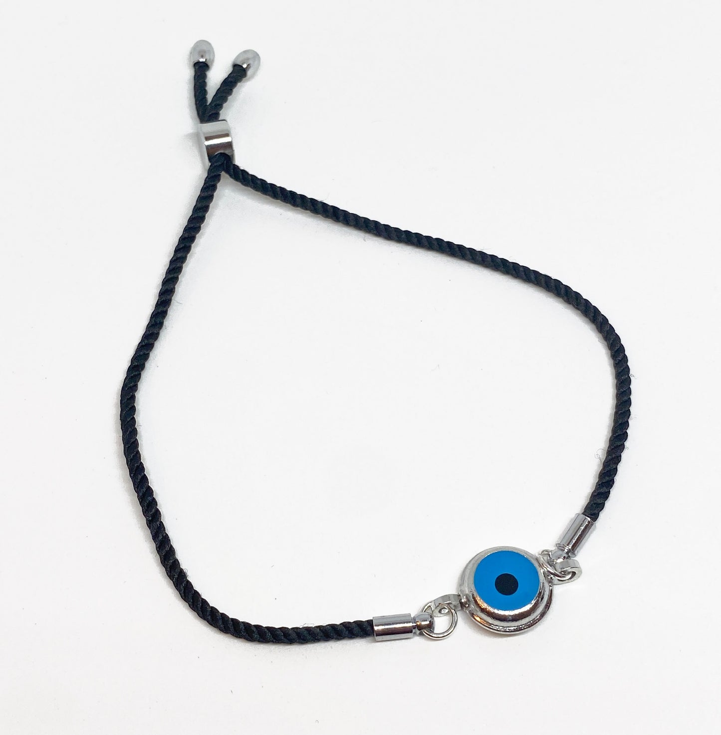 Evil Eye Bracelet on Black Adjustable Cord