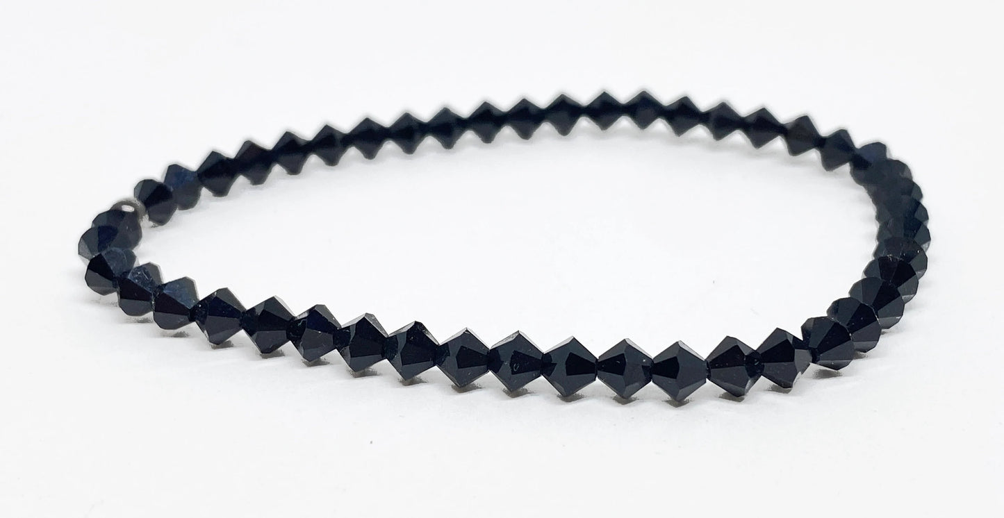 Swarovski Crystal Stretch Solid Accent Bracelet in Jet Black