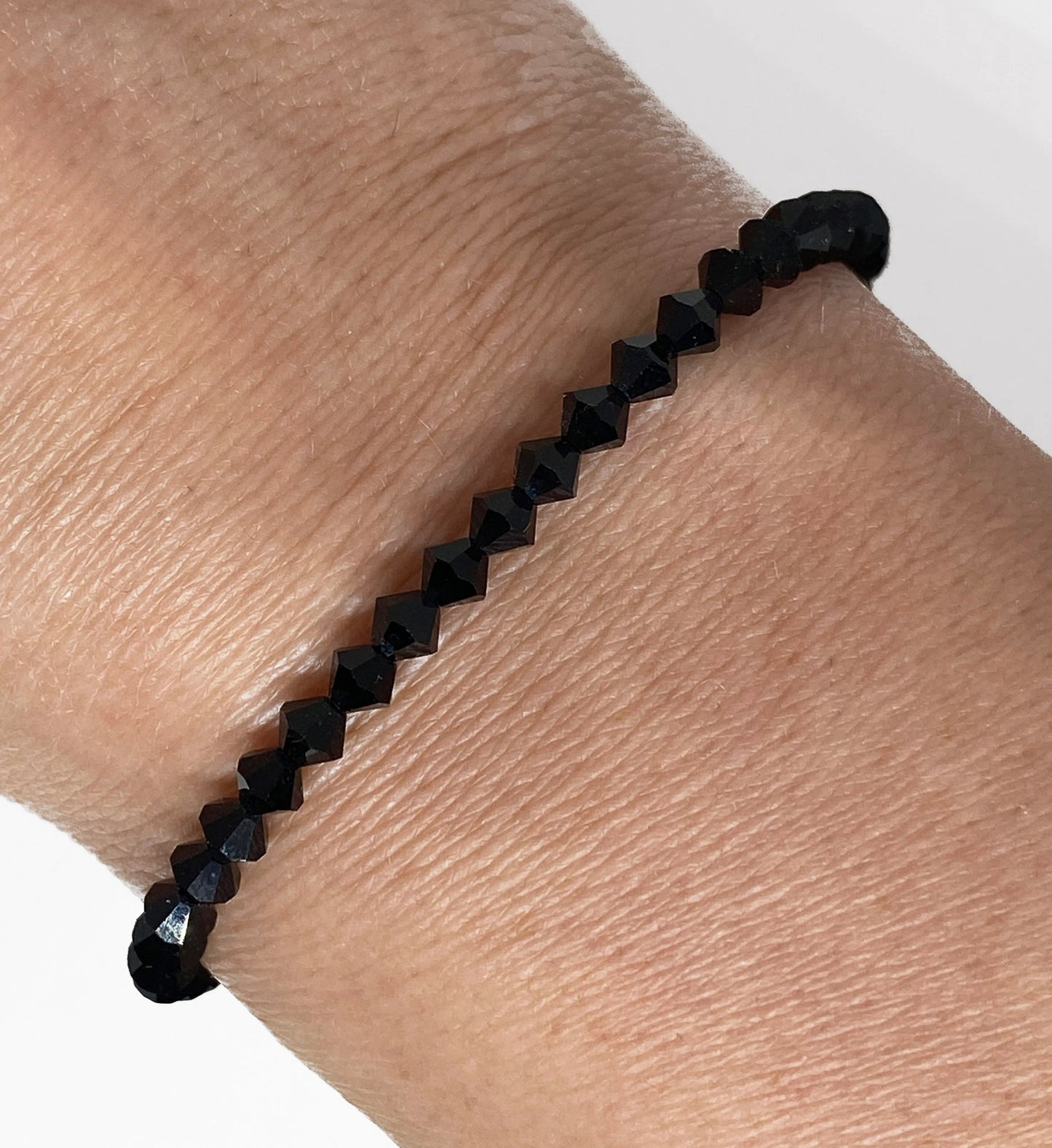 Swarovski Crystal Stretch Solid Accent Bracelet in Jet Black