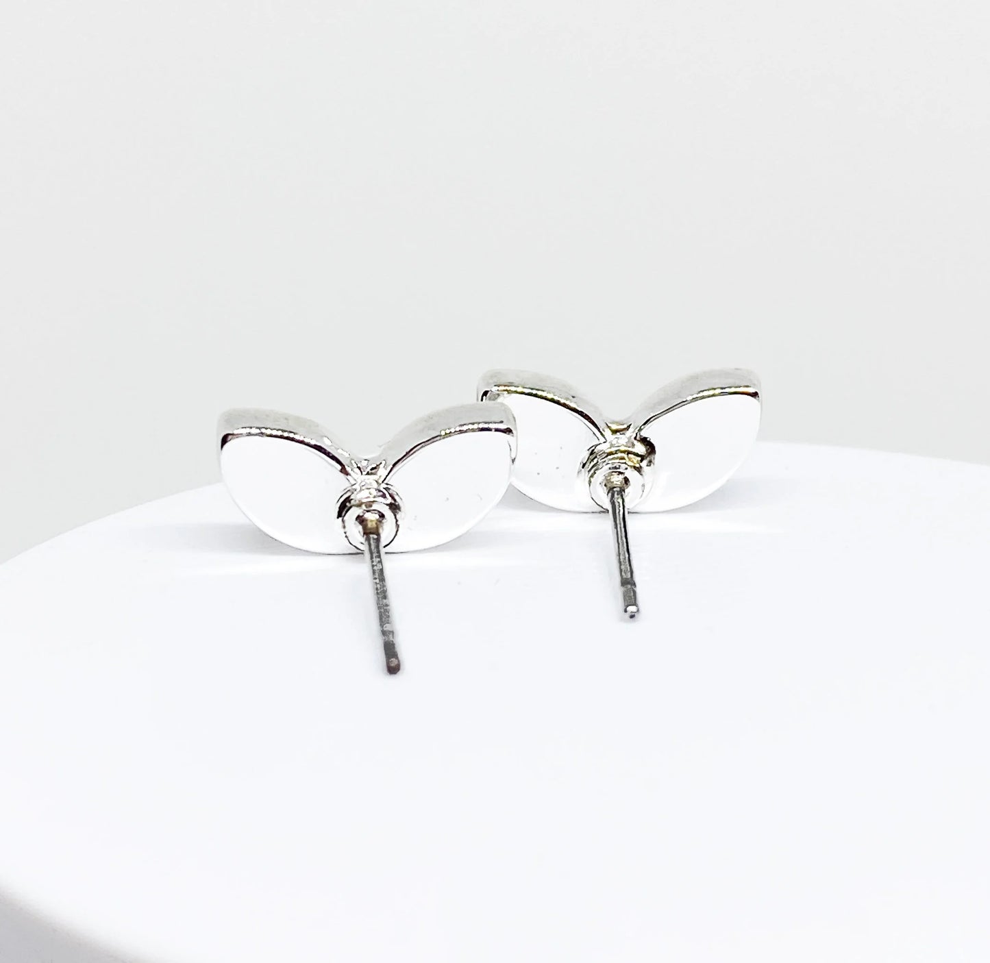 Swarovski Crystal Leaf Stud Earrings in Sterling Silver, with Gray Swarovski Crystals