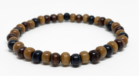 Mens Wood Beaded Bracelet