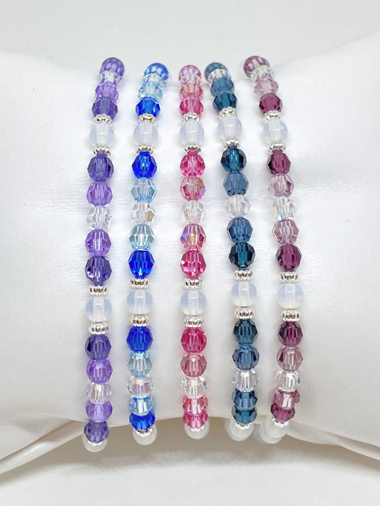 Swarovski Crystal 'Moonlight Collection' Round Beaded Accent Bracelets - 5 Color Options