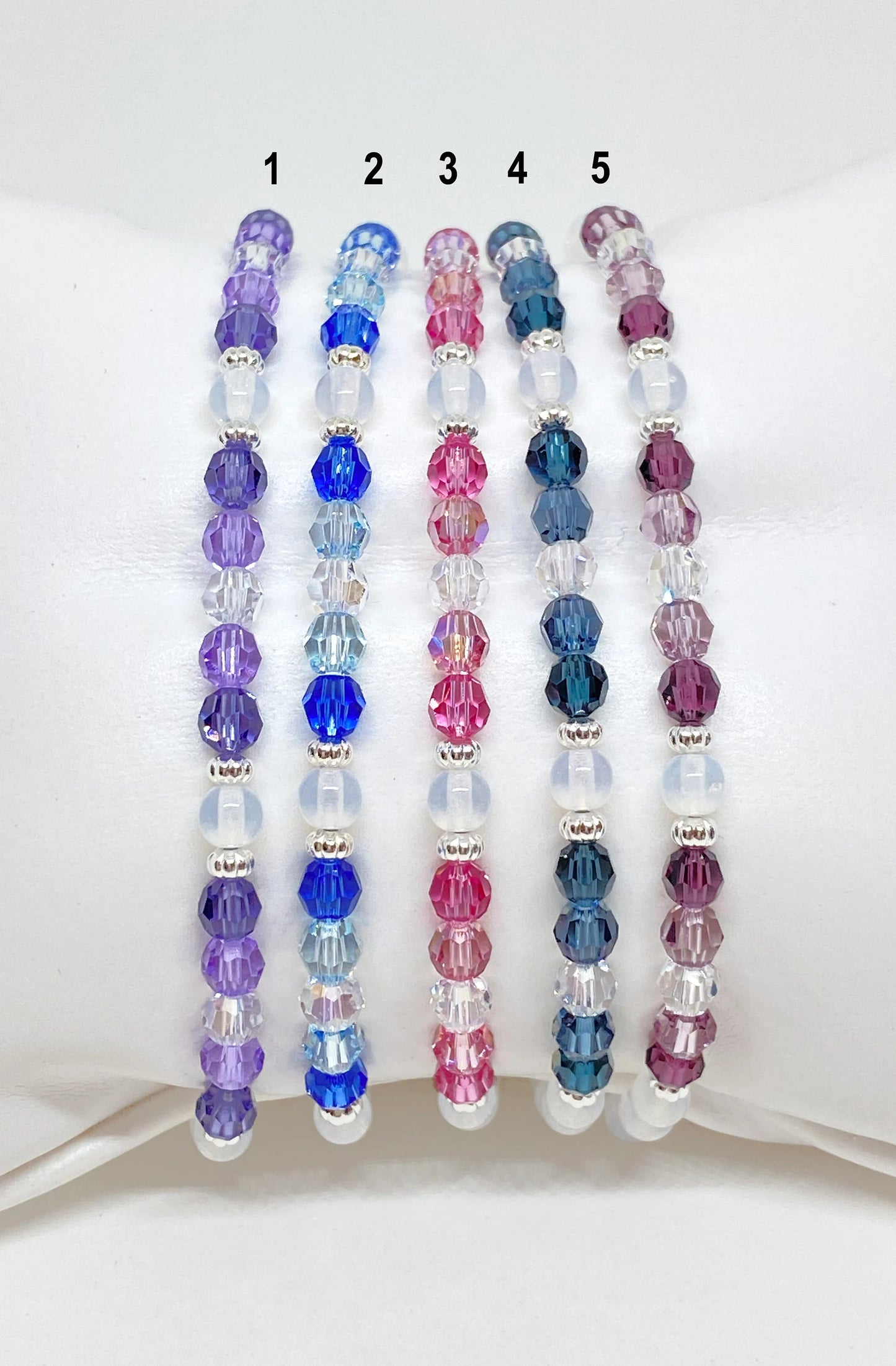 Swarovski Crystal 'Moonlight Collection' Round Beaded Accent Bracelets - 5 Color Options