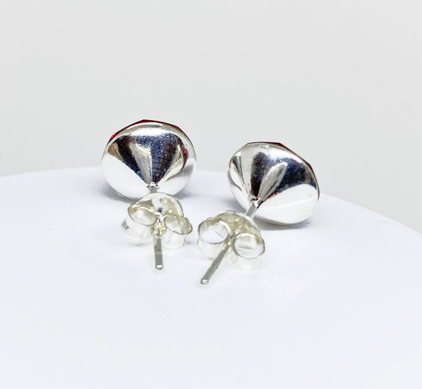 Swarovski Crystal 8mm Crystal Stud Earrings in Scarlet Red, set in Sterling Silver