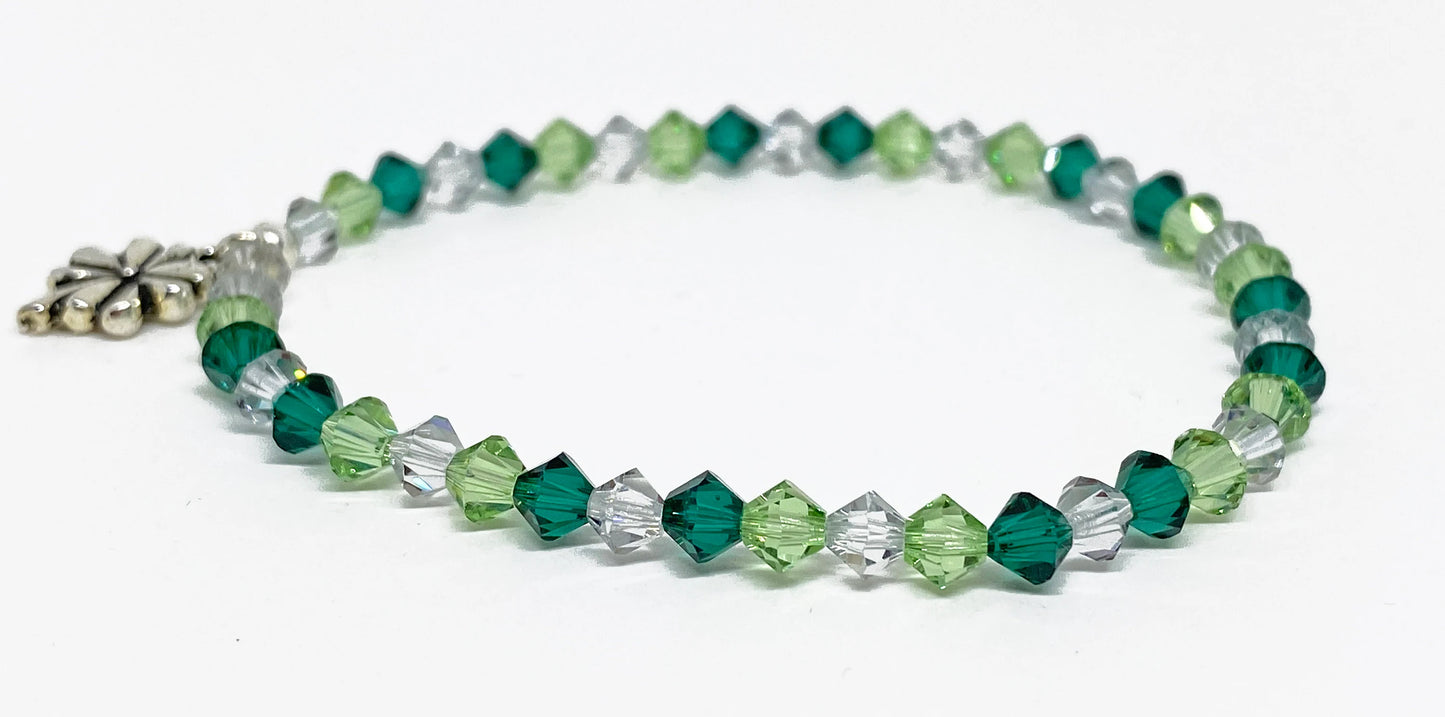 Swarovski Crystal Stretch Bracelet in Luck of the Irish - Perfect for St. Patrick's Day