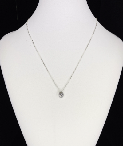 Swarovski Crystal Petite Teardrop Pendant Necklace in Crystal Clear and Silver