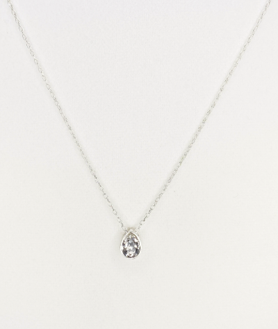 Swarovski Crystal Petite Teardrop Pendant Necklace in Crystal Clear and Silver