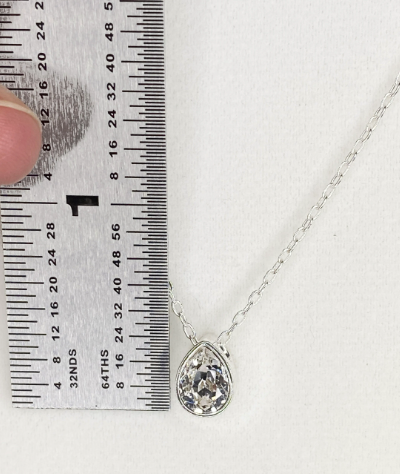 Swarovski Crystal Petite Teardrop Pendant Necklace in Crystal Clear and Silver