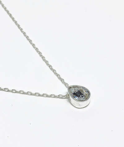 Swarovski Crystal Petite Teardrop Pendant Necklace in Crystal Clear and Silver