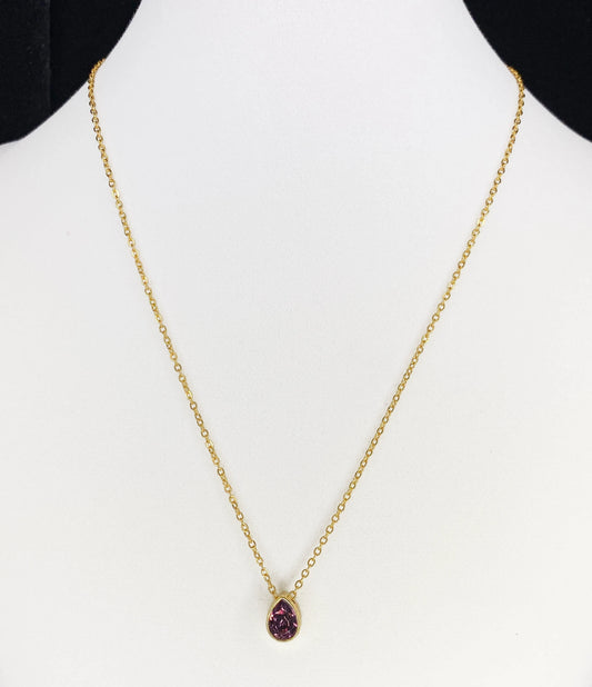 Swarovski Crystal Petite Teardrop Pendant Necklace in Gold and Iris
