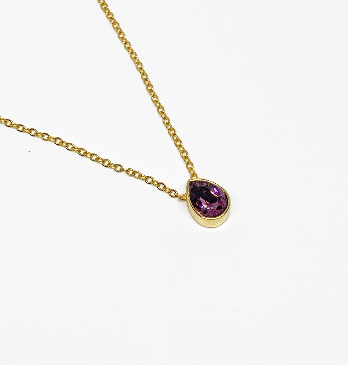 Swarovski Crystal Petite Teardrop Pendant Necklace in Gold and Iris