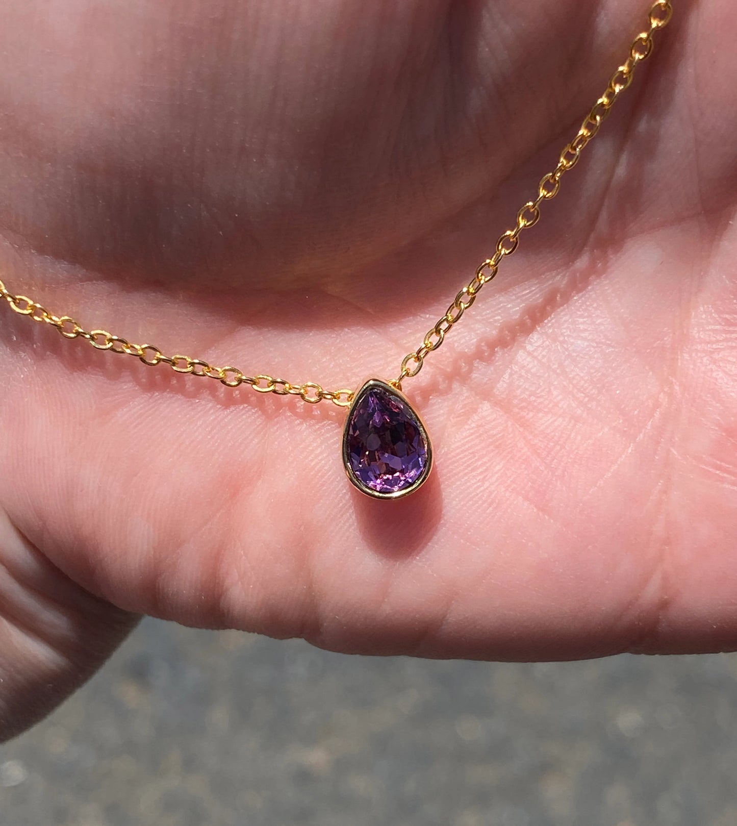 Swarovski Crystal Petite Teardrop Pendant Necklace in Gold and Iris