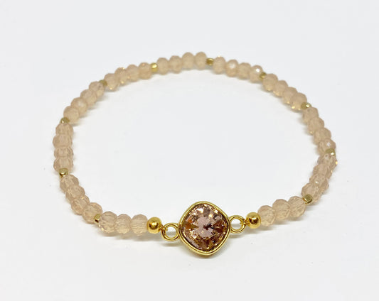 Swarovski Crystal 8mm Cushion Bracelet in Vintage Rose and Beige