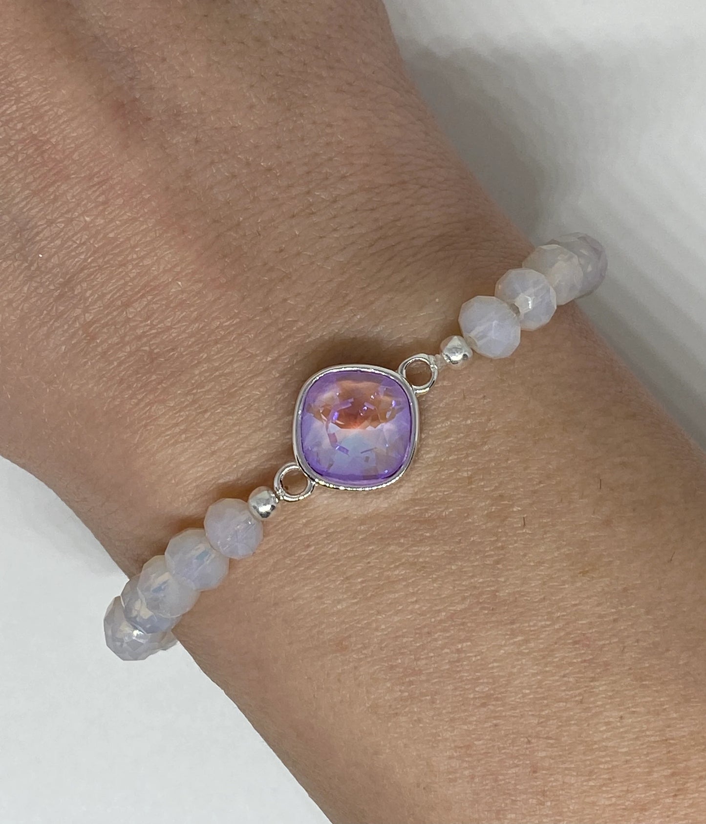 Swarovski 10mm Crystal Cushion Bracelet in Lavender DeLite Shimmer