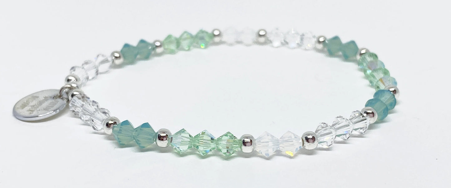 Swarovski Crystal Bracelet in Light Green Opal - with Chrysolite AB, Pacific Opal, and White Opal Swarovski Crystals