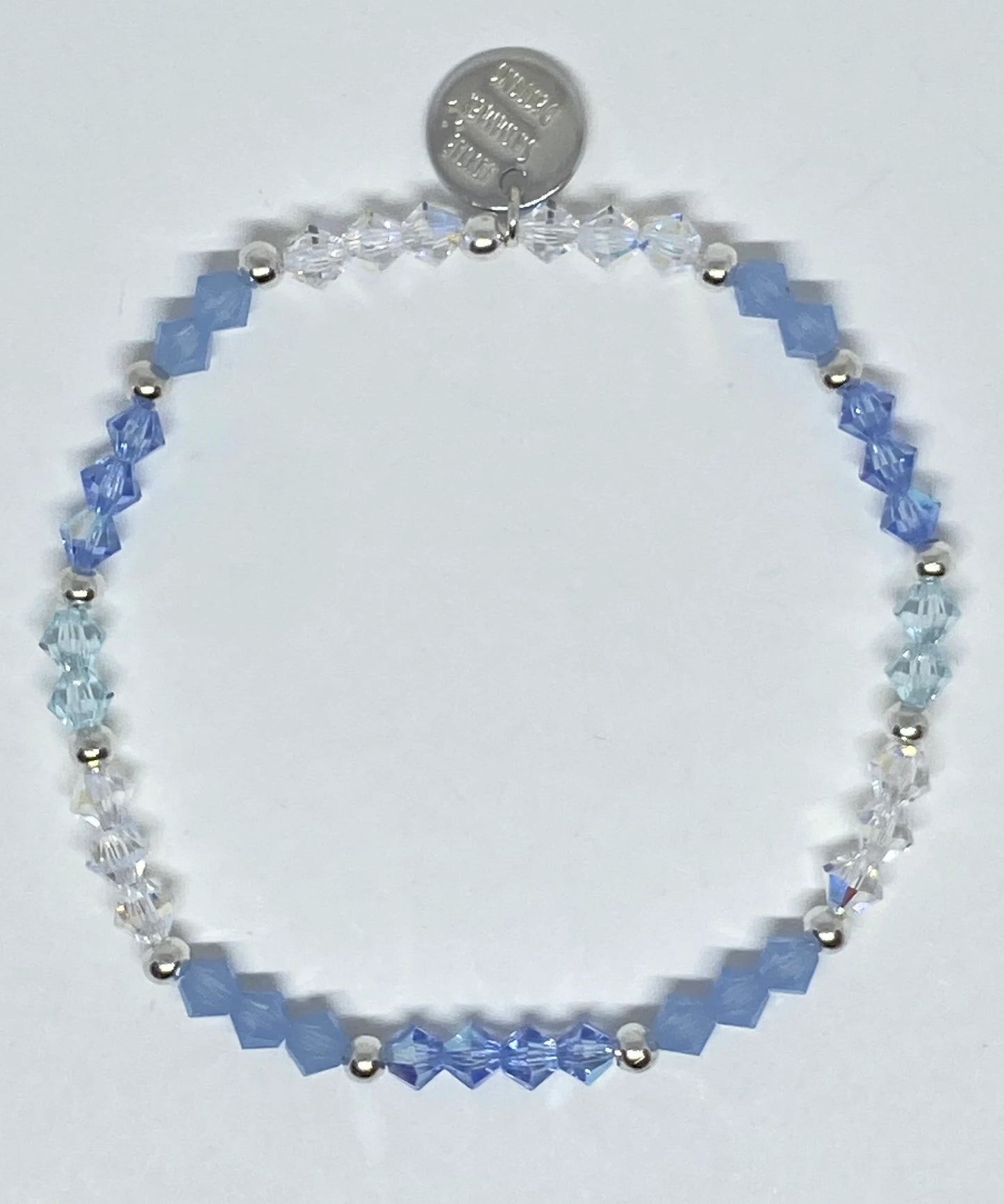 Swarovski Crystal Beaded Stretch Accent Bracelet in Light Sapphire AB - with Air Blue Opal, Light Azore, and Crystal AB Swarovski Crystals