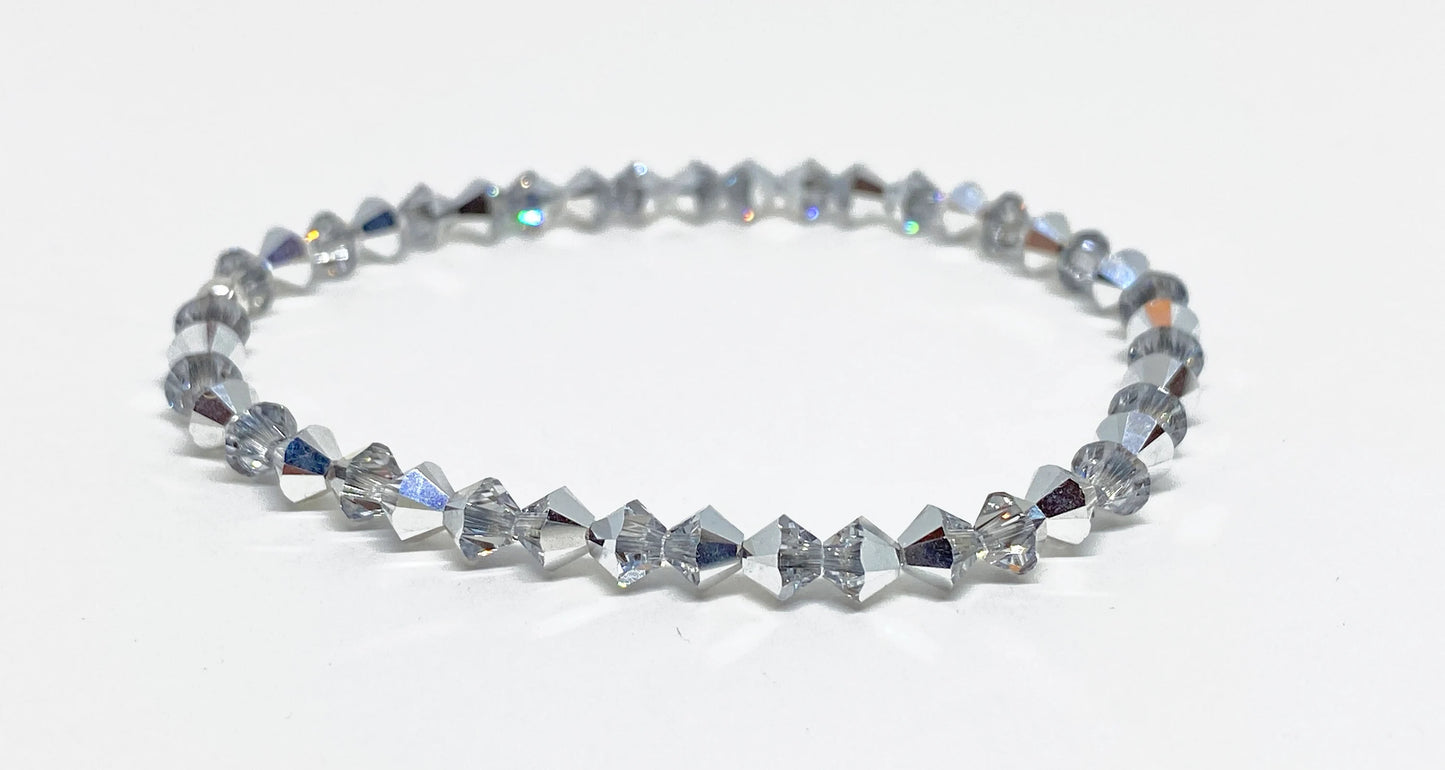 Swarovski Crystal Stretch Solid Accent Bracelet in Comet Argent