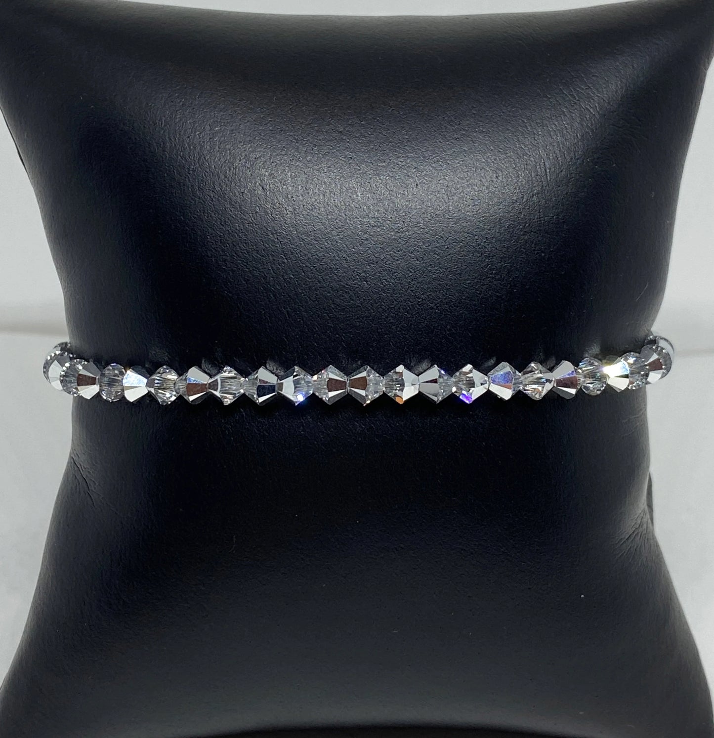 Swarovski Crystal Stretch Solid Accent Bracelet in Comet Argent