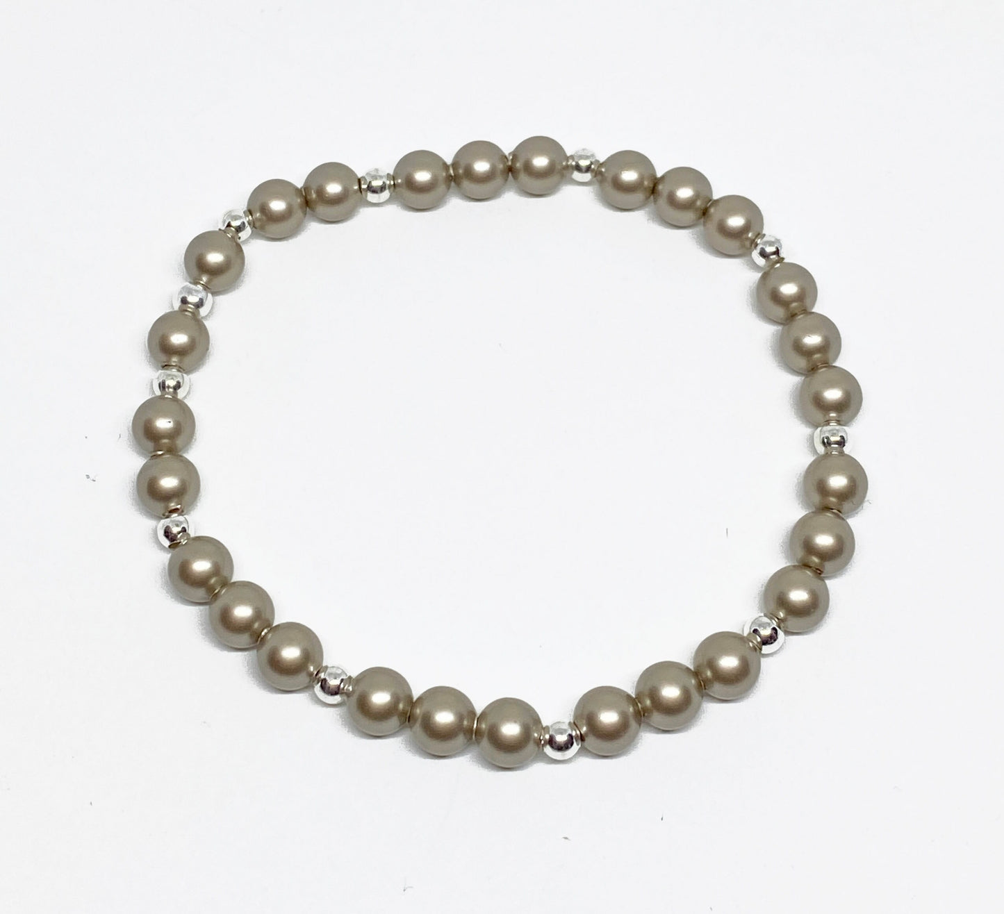 Swarovski Pearl Accent Bead Bracelet in Platinum with Silver Accents