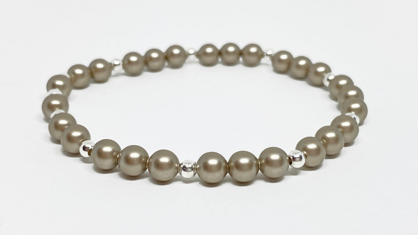 Swarovski Pearl Accent Bead Bracelet in Platinum with Silver Accents