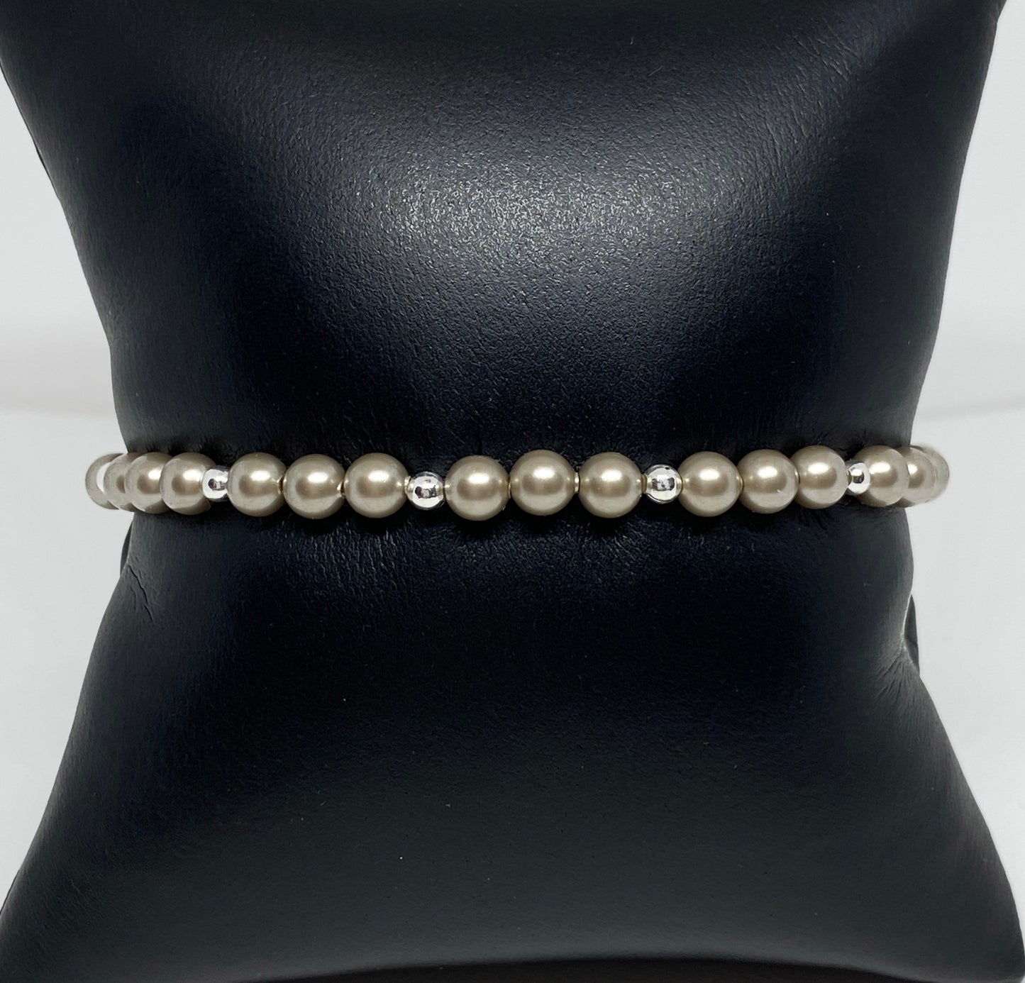 Swarovski Pearl Accent Bead Bracelet in Platinum with Silver Accents