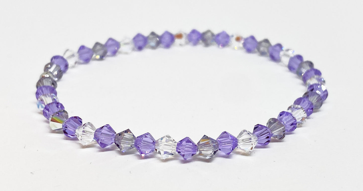 Swarovski Crystal Accent Bracelet in Violet Shimmer - with Violet and Smoky Mauve Swarovski Crystals