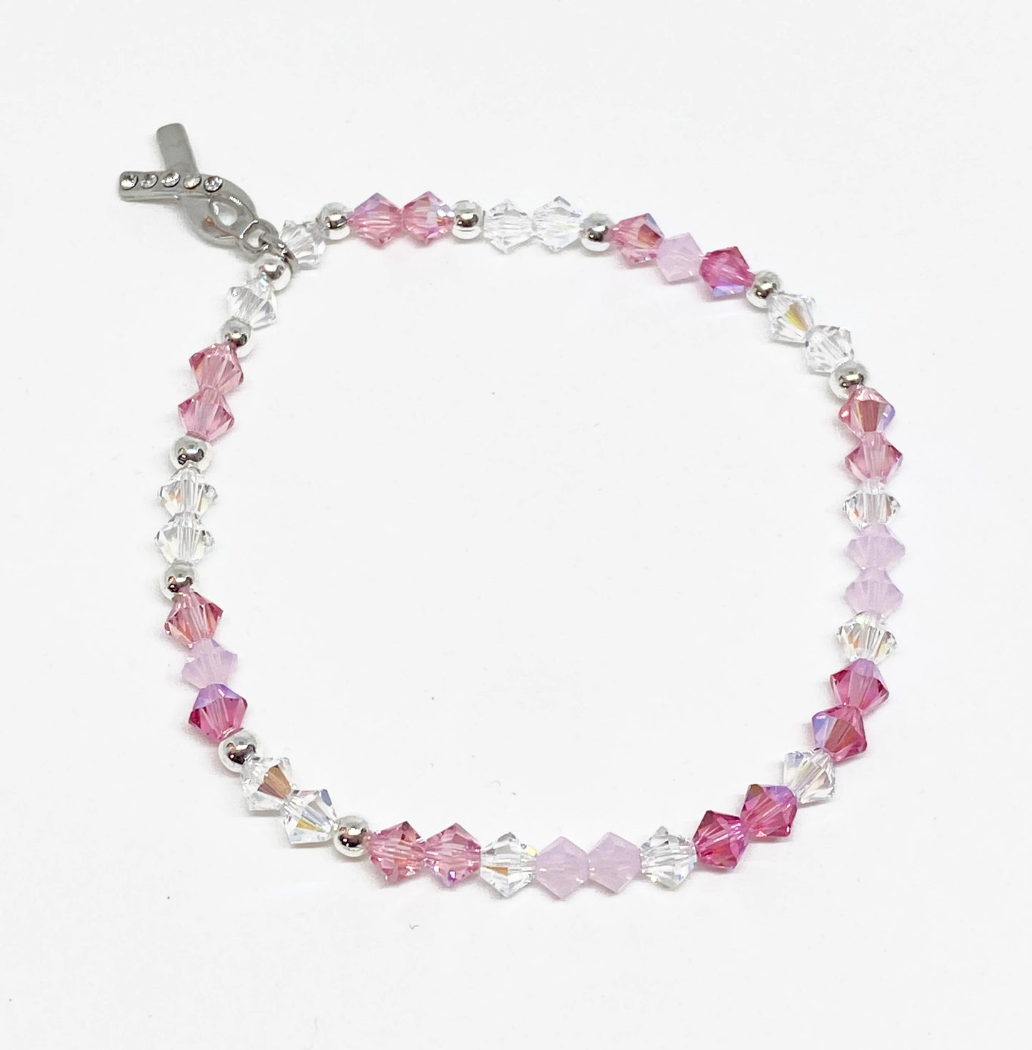 Swarovski Crystal Limited Edition Charity Beaded Bracelet Pretty in Pink, supporting Breast Cancer Awareness