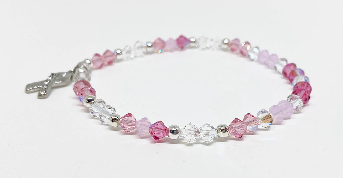 Swarovski Crystal Limited Edition Charity Beaded Bracelet Pretty in Pink, supporting Breast Cancer Awareness