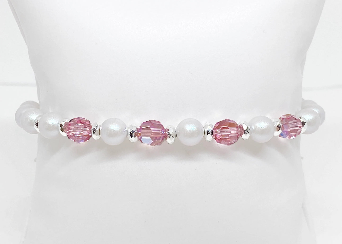 Swarovski Crystal & Pearl Limited Edition Charity Beaded Bracelet in Prettiest Pink, Supporting Breast Cancer Awareness