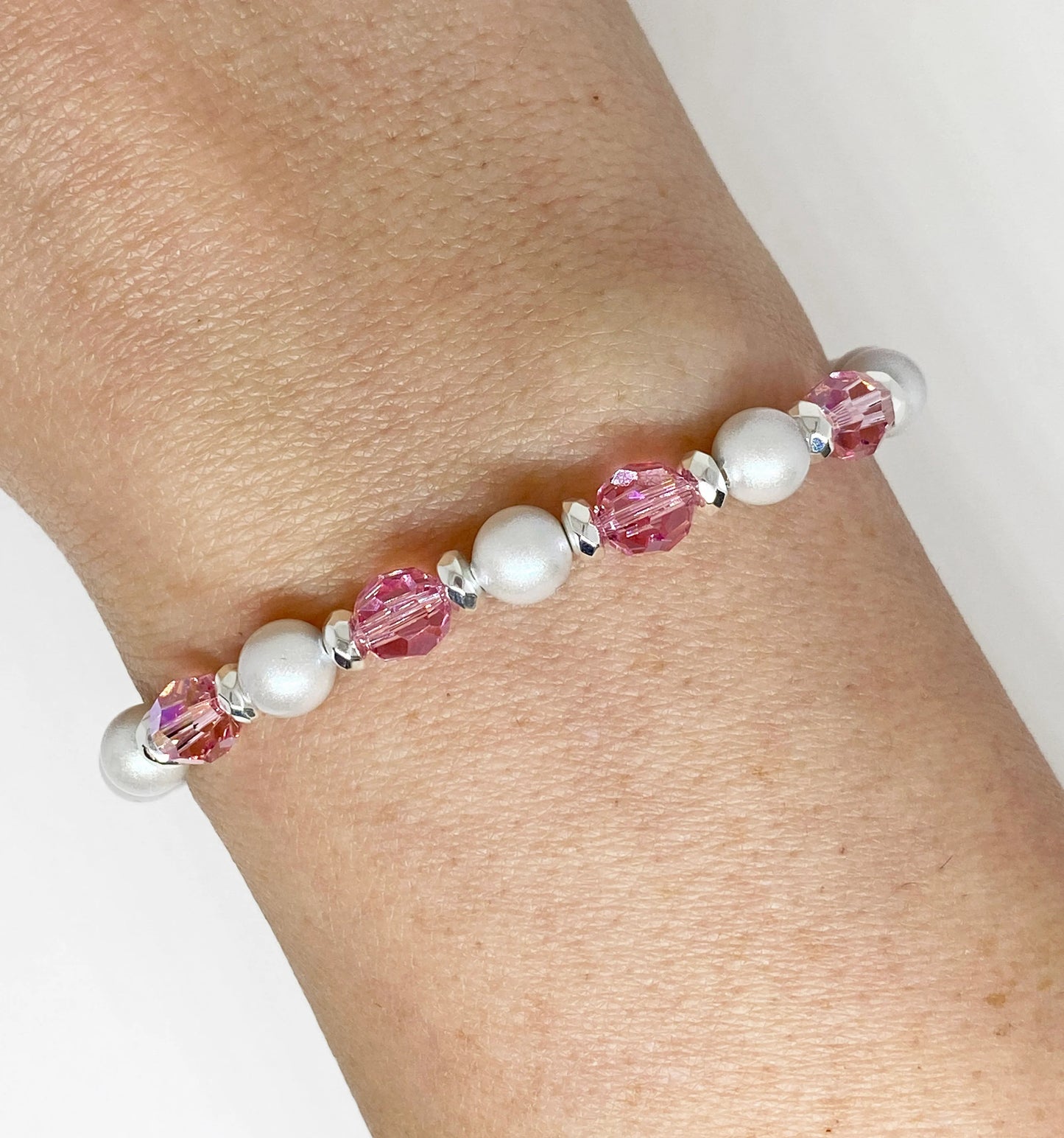 Swarovski Crystal & Pearl Limited Edition Charity Beaded Bracelet in Prettiest Pink, Supporting Breast Cancer Awareness