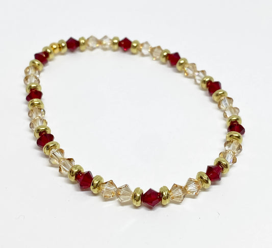 Swarovski Crystal Stretch Accent Bracelet in Scarlet and Gold