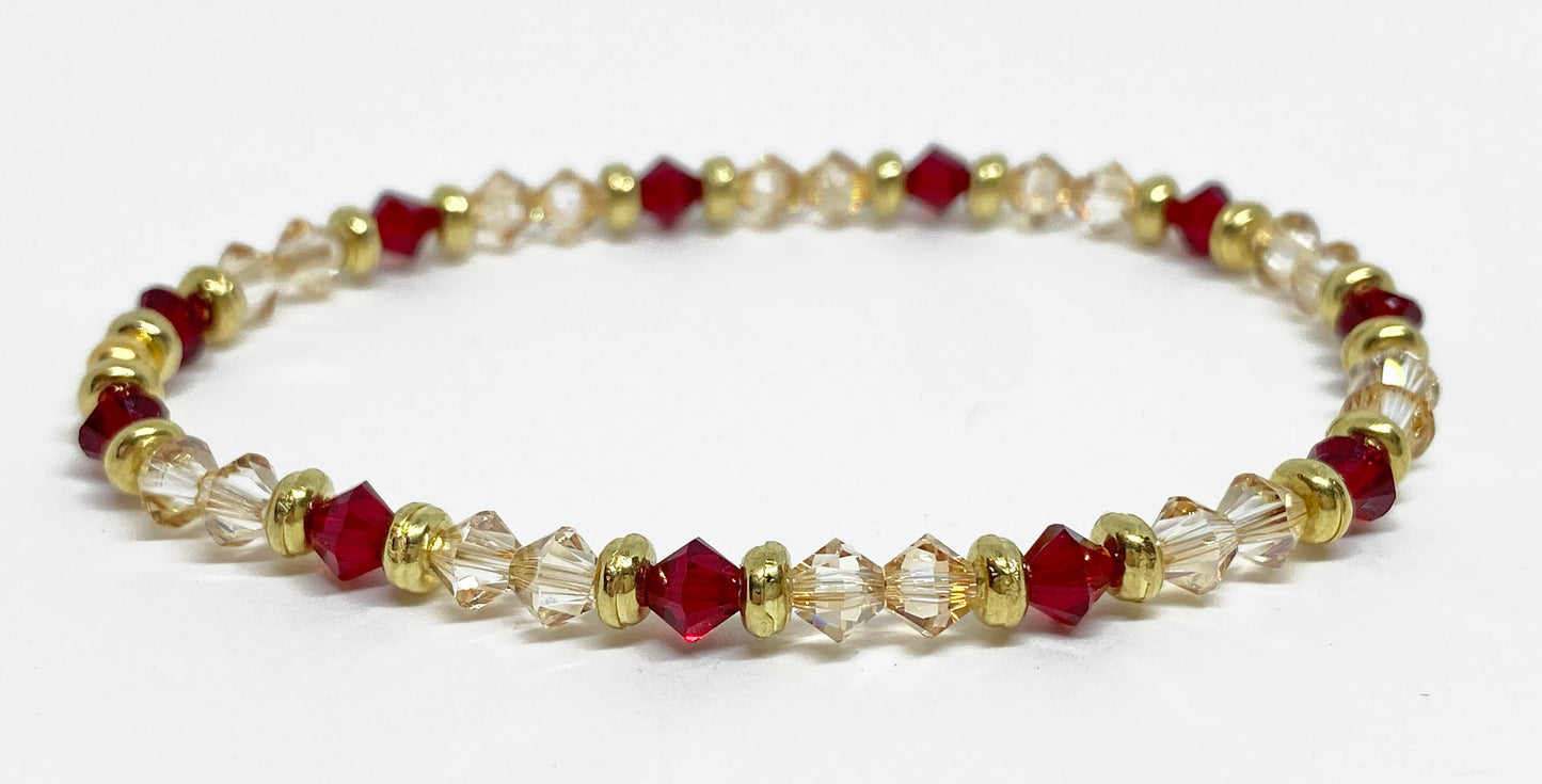 Swarovski Crystal Stretch Accent Bracelet in Scarlet and Gold