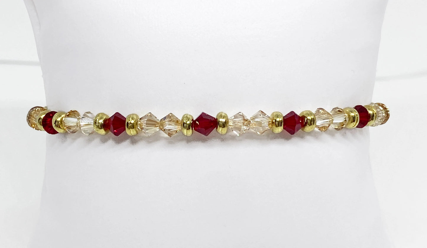 Swarovski Crystal Stretch Accent Bracelet in Scarlet and Gold