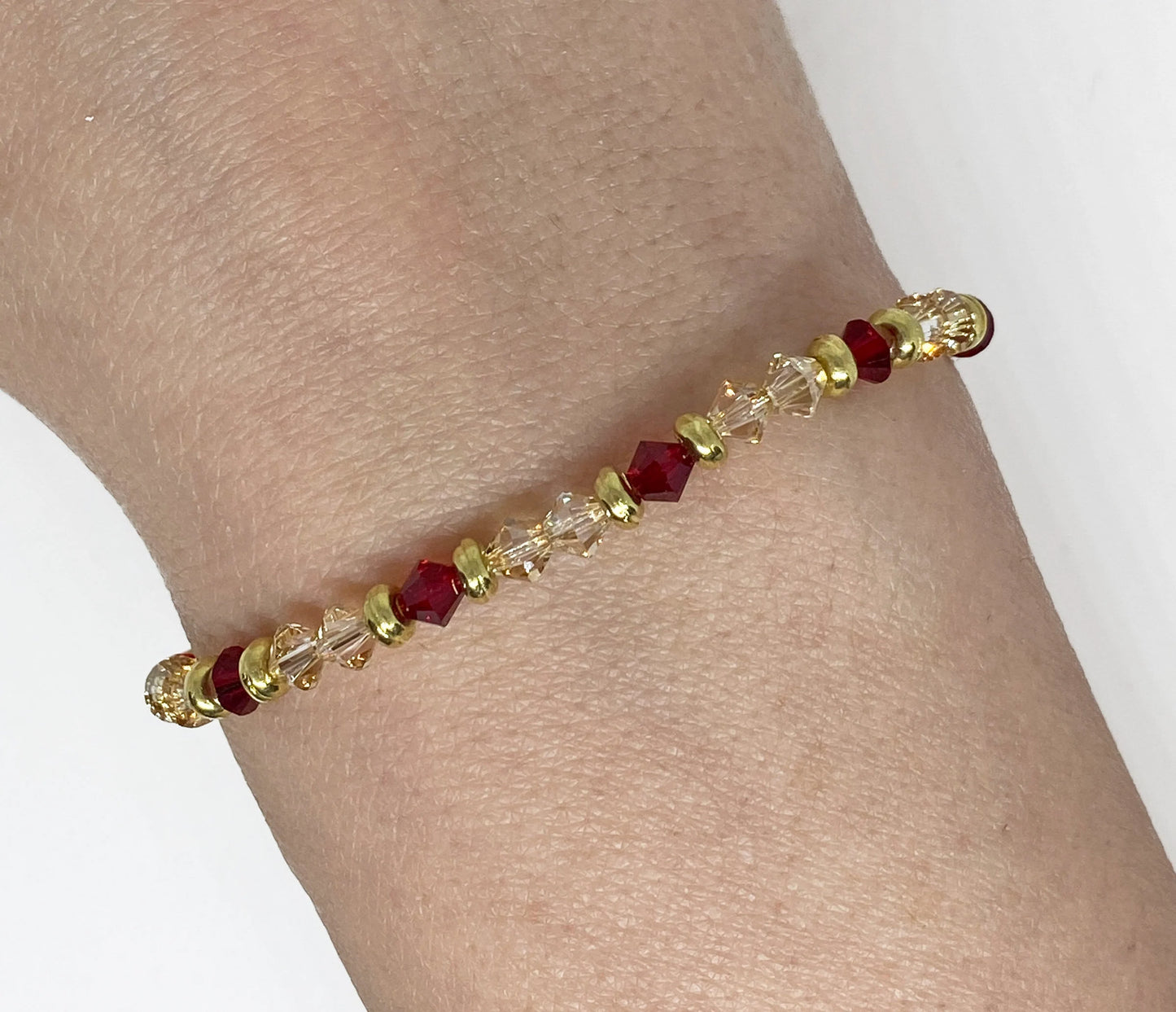 Swarovski Crystal Stretch Accent Bracelet in Scarlet and Gold