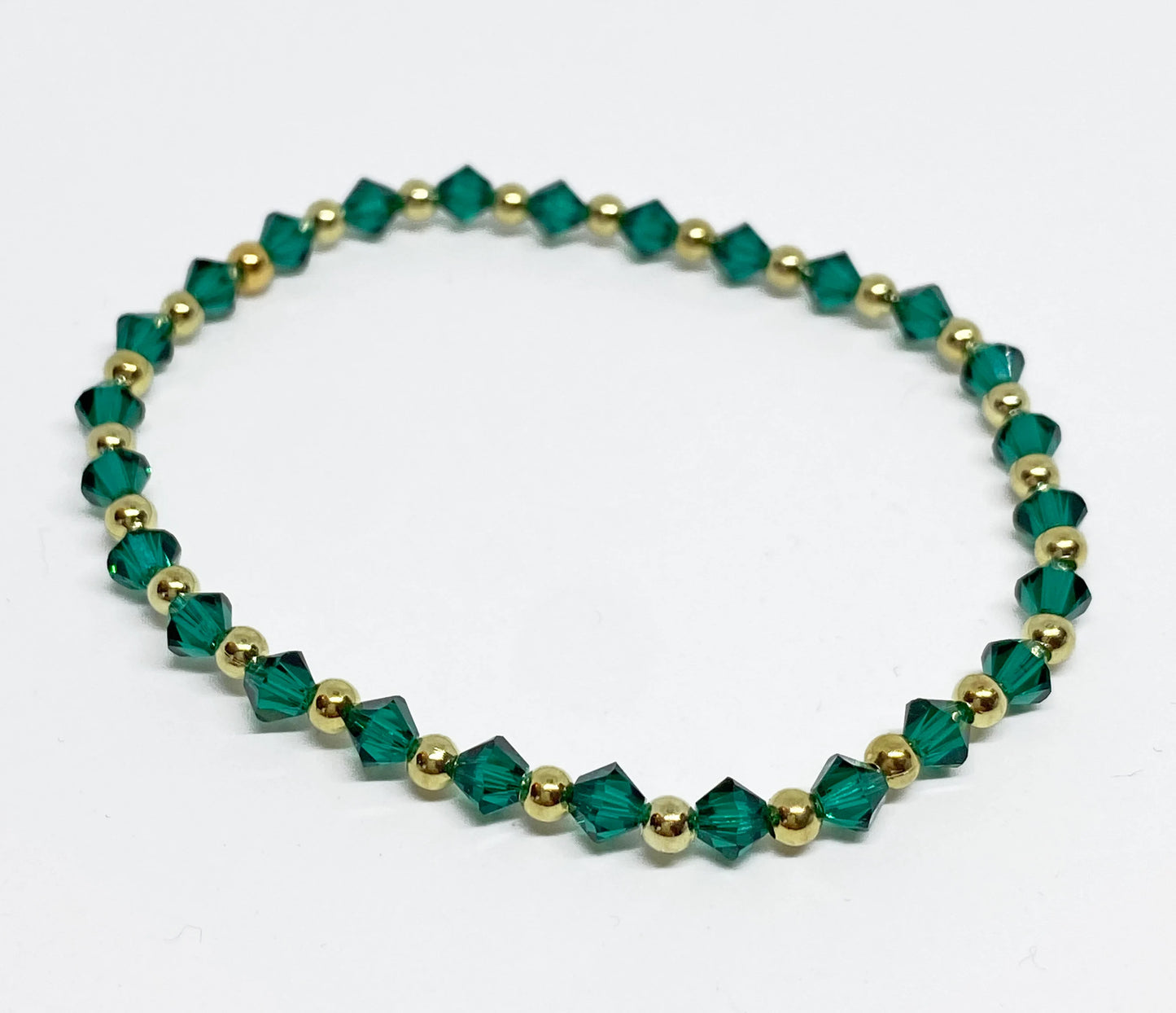 Swarovski Crystal Stretch Accent Bracelet in Emerald and Gold